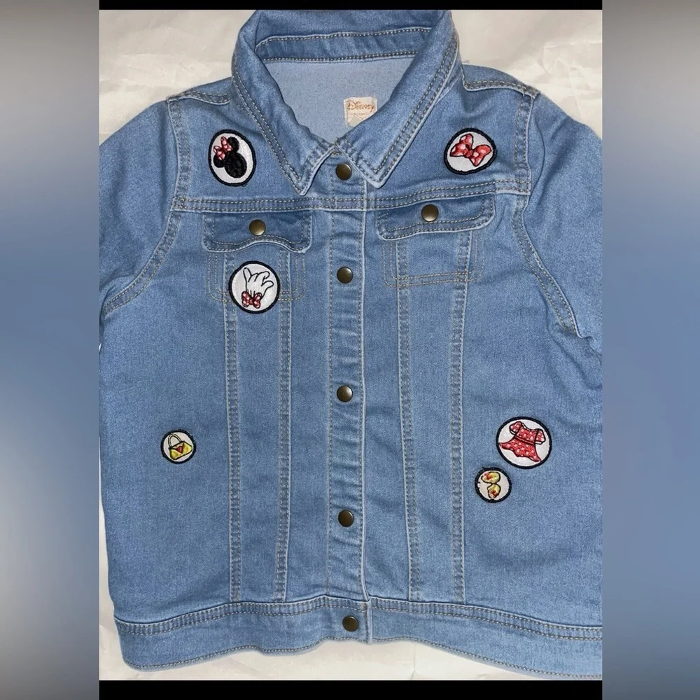 Girls 10 Disney Minnie Mouse Patch Denim Jean Jacket Collection by Tutu Couture